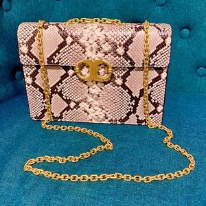 Like New! Tory Burch Gemini Snakeskin Embossed Bag